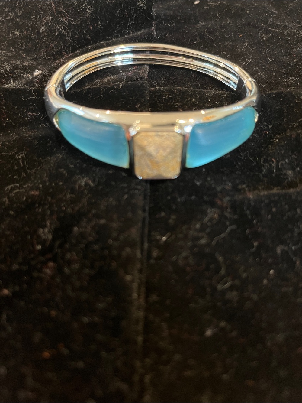 Alexis Bittar Silver Bracelet with Turquoise Blue Inlays